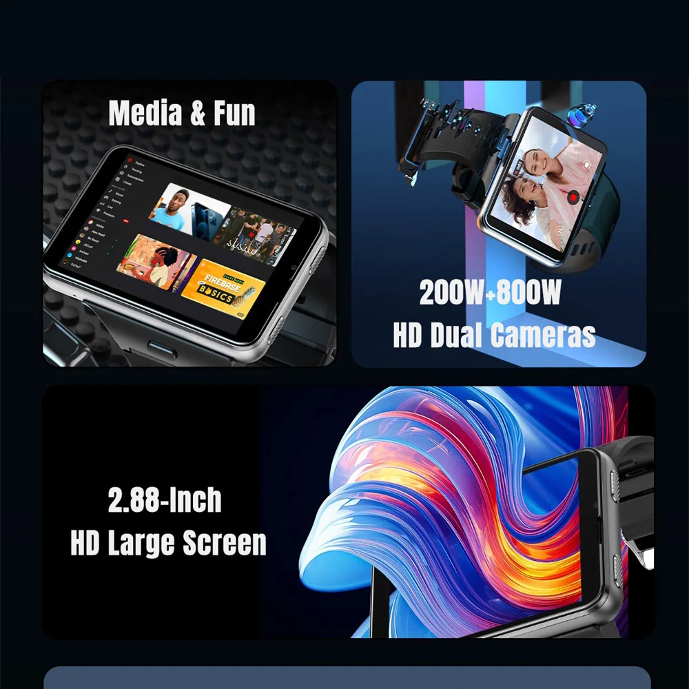 جديد 4G ساعة ذكية أندرويد 11 Smartwatch ساعة نسائية 2.88 "شاشة 2MP/8MP كاميرا مزدوجة 4GB RAM 64GB ROM 2300MAh GPS WIFI Compass #2