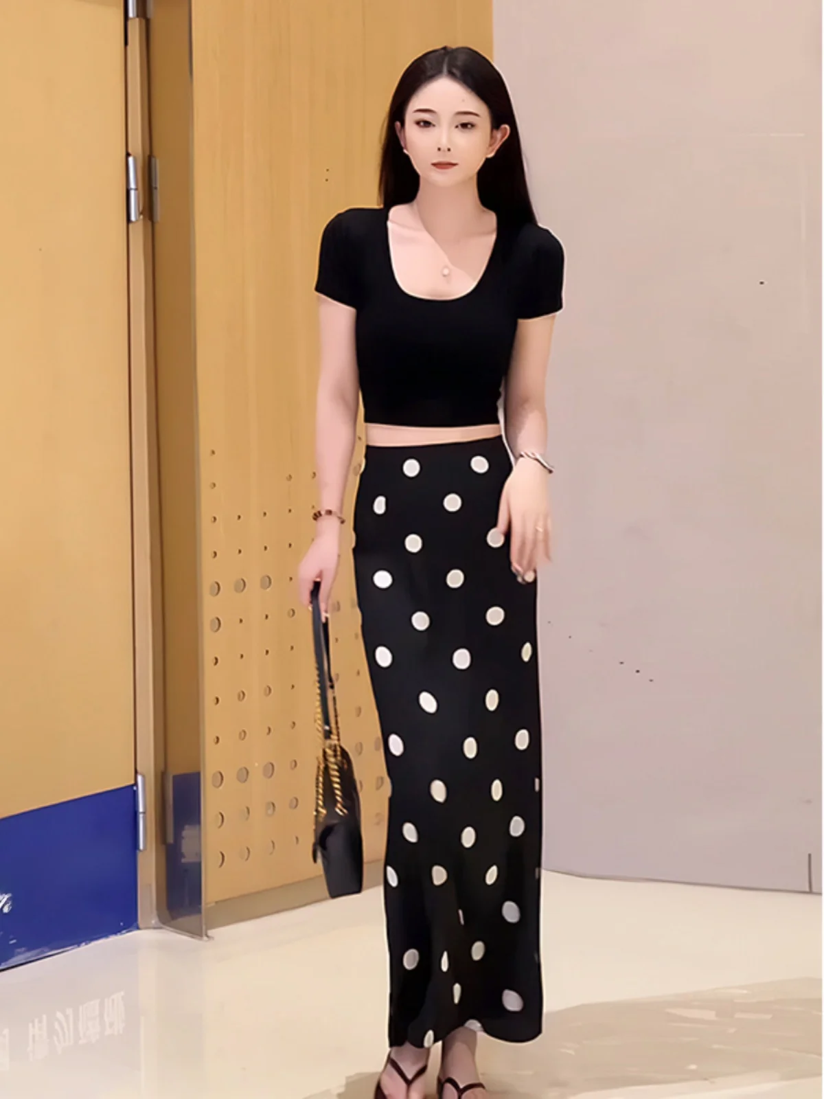 

Ретро-юбка в горошек с завышенной талией, облегающая, женская, модная, весна-лето, новая, для офиса, прямая, фасон «труба»