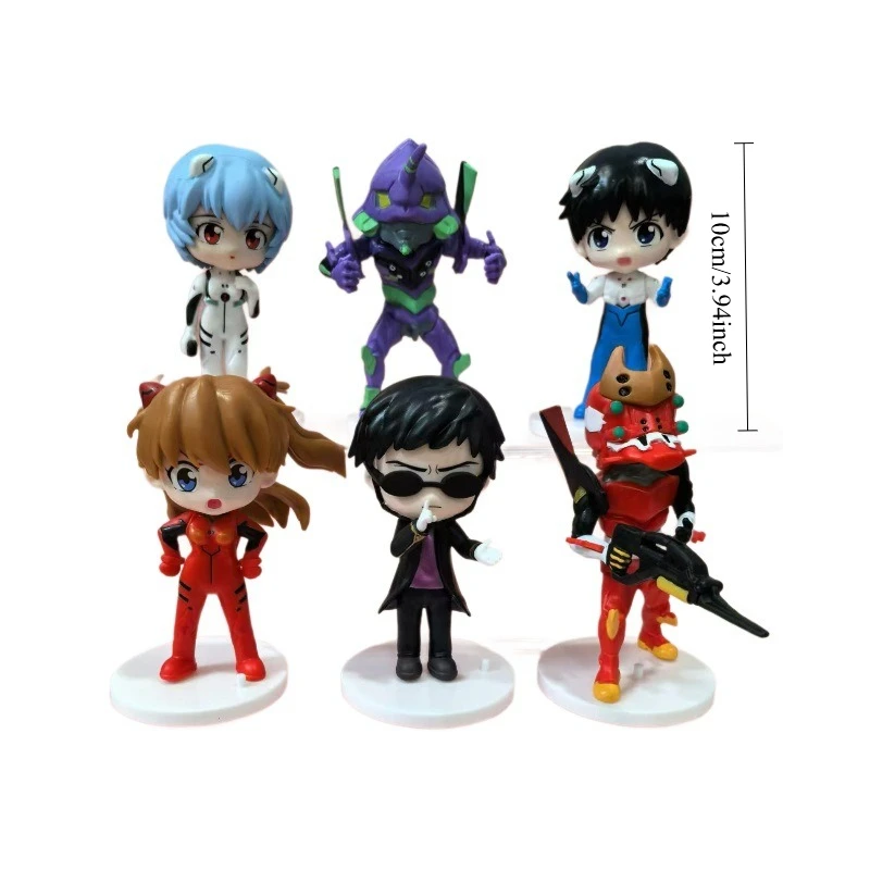 10cm 6 sztuk Anime NEON GENESIS EVANGELION figurka Asuka Rei dekoracja stołu Model ozdoba na wierzchurki zbieraj zabawki prezent