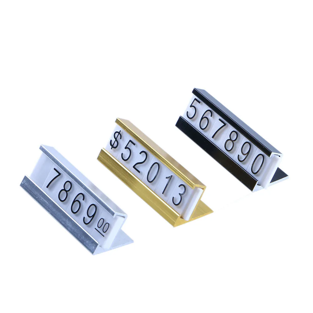 Jewelry Price Display Label Tag Adjustable Combined Number Retail Counter Cube Assembly Numberal Sign With Metal Stand