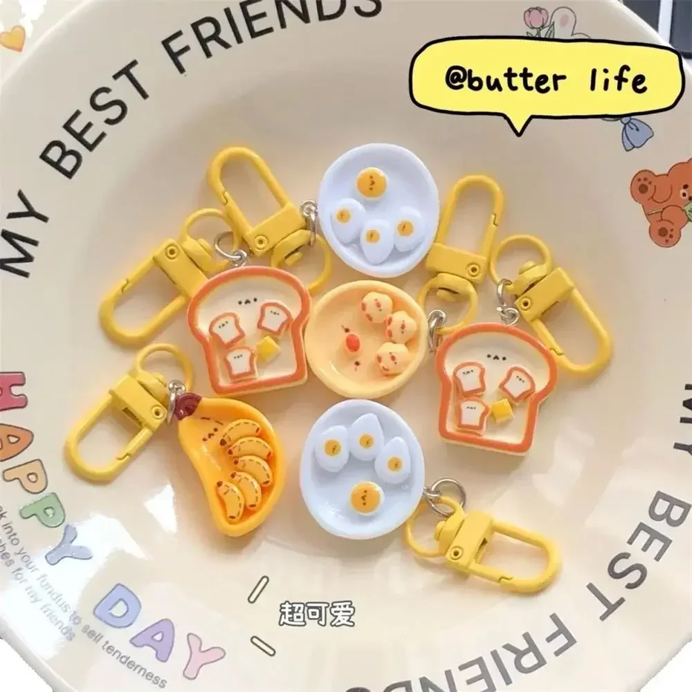 Porte-clés gâteau au café Latte mignon, simulation de nourriture, Croissant, Sandwich, tarte aux œufs, pendentif pour enfants, ornement de sac, cadeau de bricolage