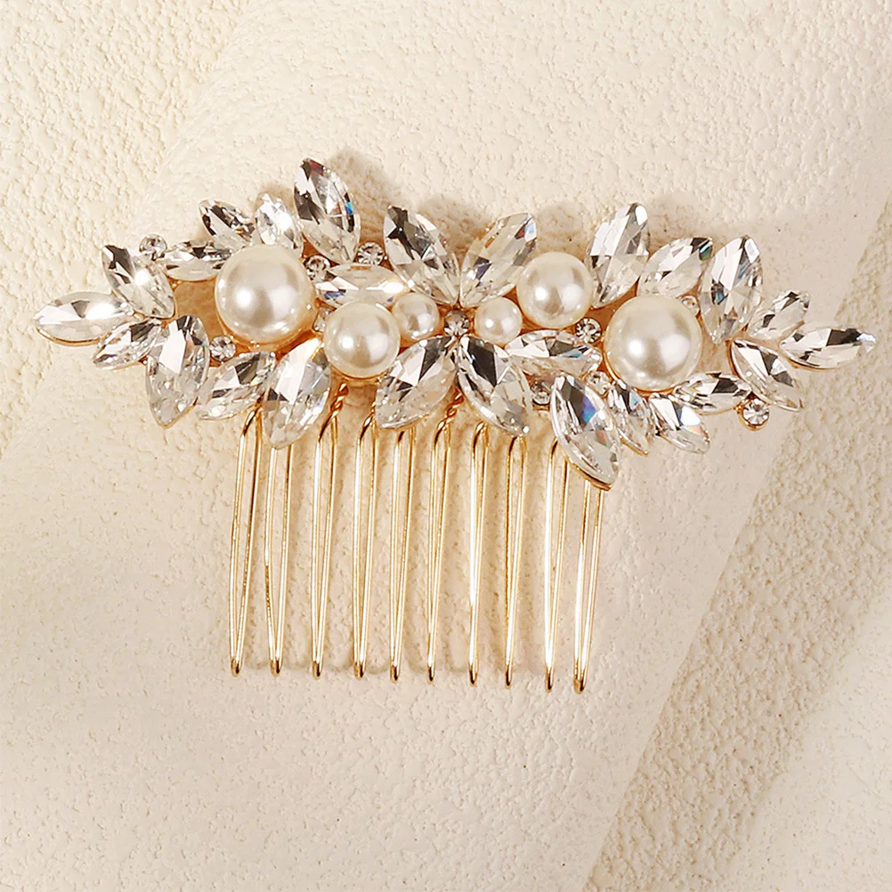 

Pearl Wedding Hair Comb Stylish Rhinestone Bridal Hairpiece Decorative Hair Accessories Prom Bridesmaid Side Combs for Women