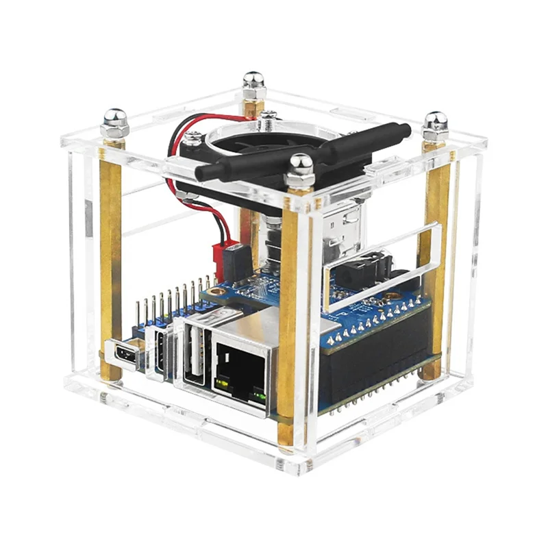 Acrylic EnclosureMountable Expansion BoardFan CoolingTemperature Reduction with Fan with Heat Sink for Orange Pi Zero3