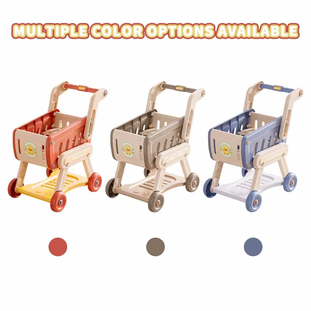 

Mini Shopping Cart Toy Baby Trolley Pretend Play House Supermarket Food Fruit Cutting Kitchen Playset Kids Gift