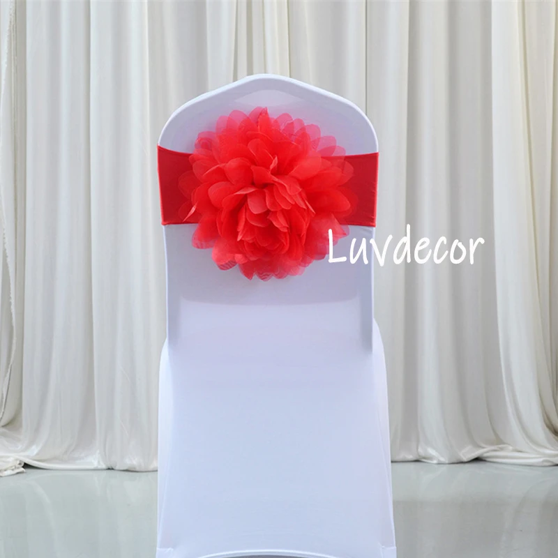 

Flower Spandex Chair Sashes Event Party Wedding Chair Headband Luxury Banquet Noeud Chaise Mariage Wedding Decoration Outside