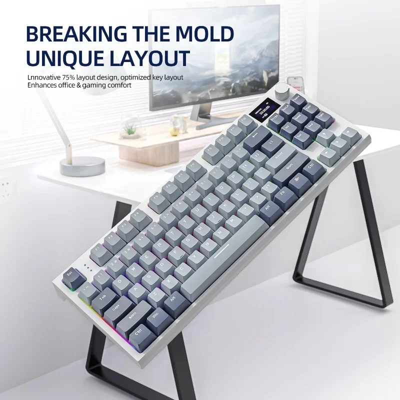 K86 Wireless Hot-Swappable Mechanical Keyboard Bluetooth/2.4g With Display Screen and Volume Rotary Button for Games and Work