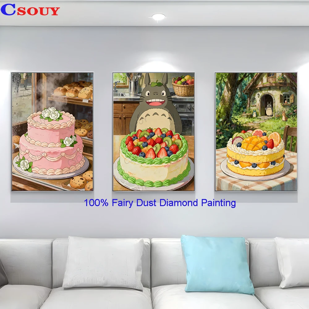 

100% Fairy Dust Diy Diamond Painting Cross Stitch Embroidery Multi Layer Fruit Cake Mosaic Home Decor Needlework Crystal Full AB