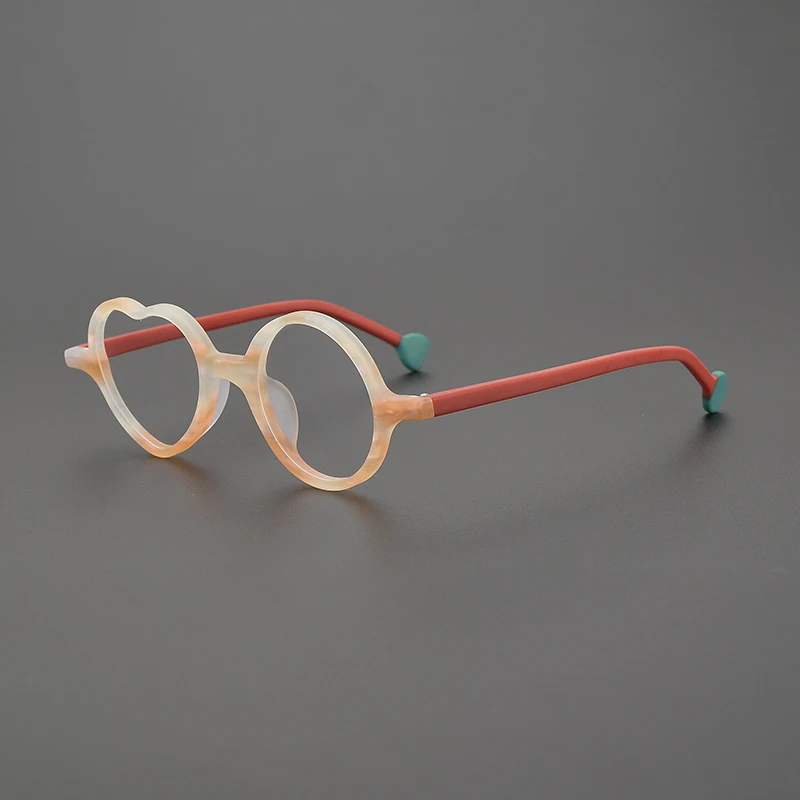 

Унисекс оправы для очков с цветными блоками и сердечками из матового ацетата, модные забавные декоративные очки, индивидуальные оптические очки по рецепту