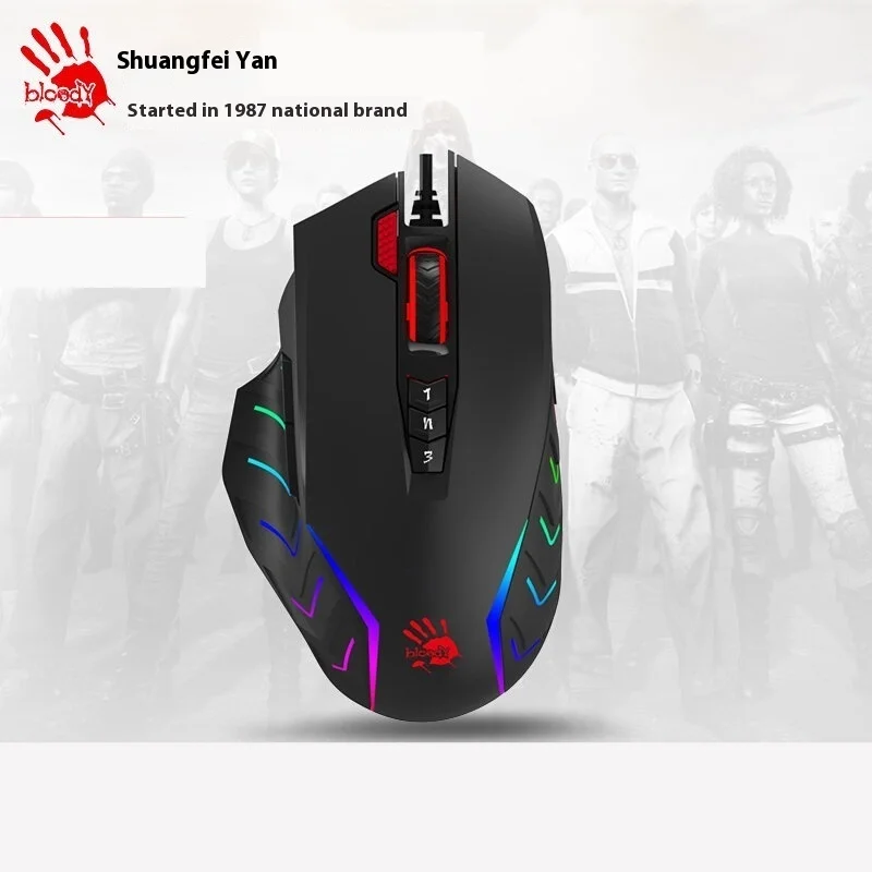 A4tech Bloody Hand Ghost J95 Usb Wired Gaming Esports Mouse Laptop Gaming Office Multi-Scene Application Feel Comfortable