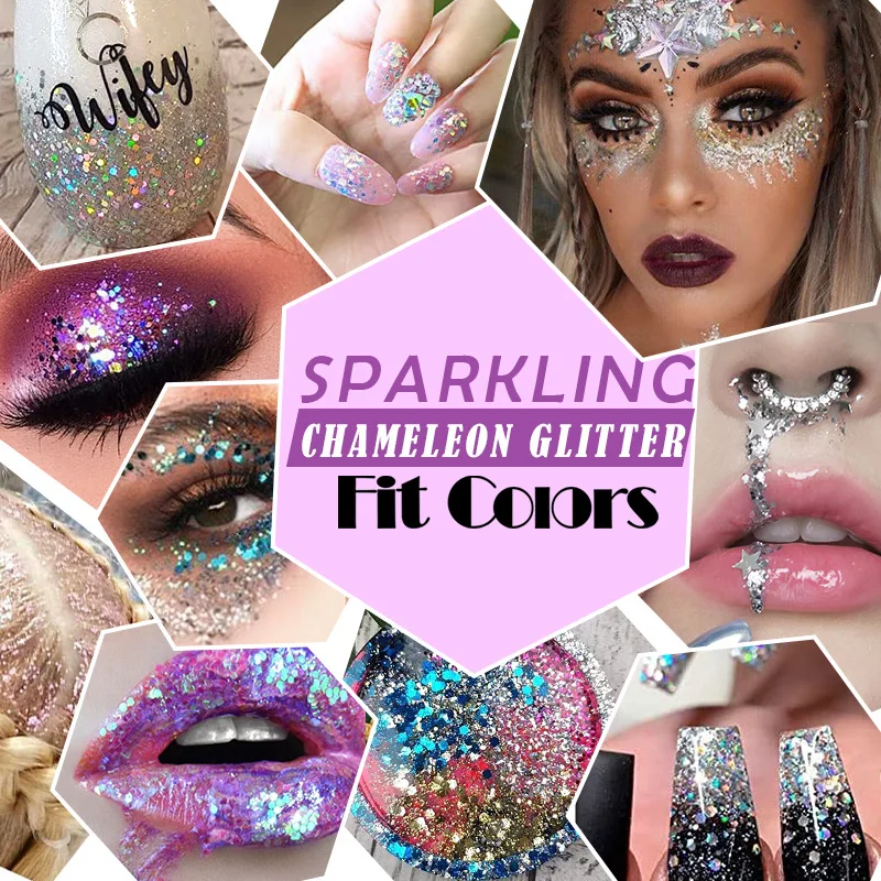 Kleurveranderende gepolariseerde glittergel Multi-actieve gezichts-/lichaams-/lippenmake-up Stage Party Bling Goddess