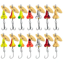 3pcs Rotating Spinner Fishing Lure 2.8g-8.3g Inline Spinner Metal Spoon with Single/Treble Hook Wobbler for Pike Trout