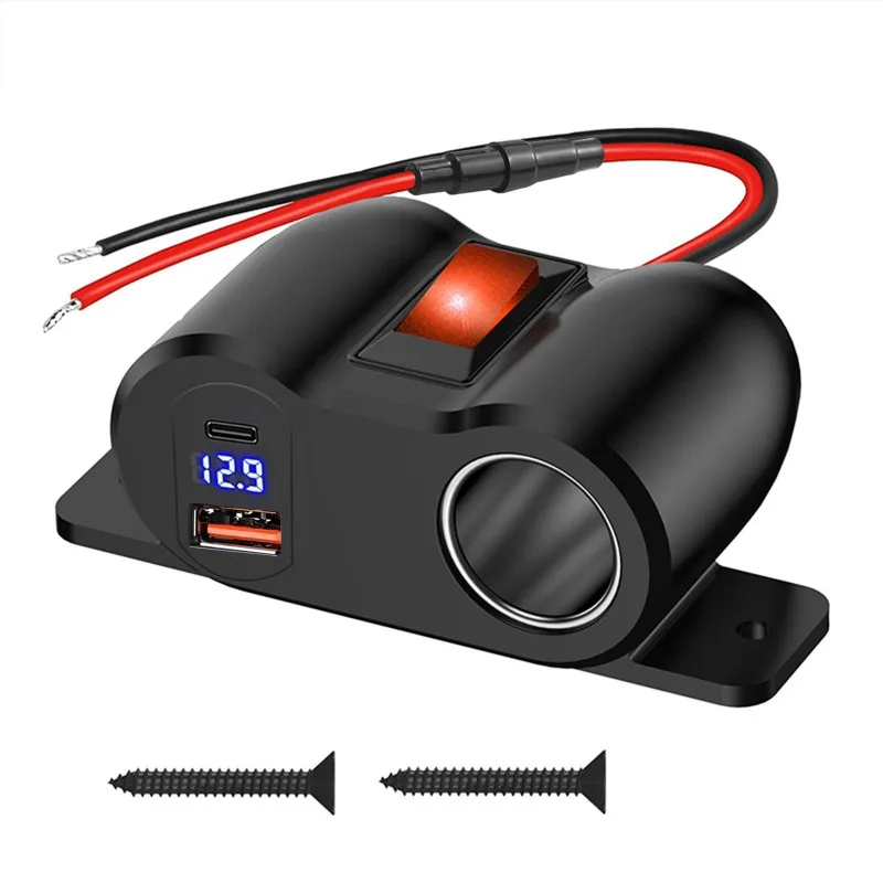 مقبس شاحن سيارة مزدوج الوظيفة، مخرج طاقة 15 أمبير لثلاجة السيارة ومضخة هواء مع شحن سريع USB مزدوج، لجميع المركبات 12 فولت/24 فولت #5