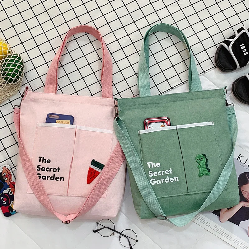 Canvas Bags for Women Handbag Shoulder Bag Large Capacity Solid Color Totes Shopper Bags Casual Female Cross Body Bag