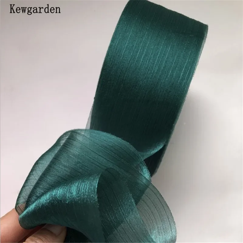 Kewgarden hurtownia kokarda DIY akcesoria Riband 6CM 60mm pasek zmarszczek tiul wstążka ręcznie taśmy woal wstążki 50 metrów