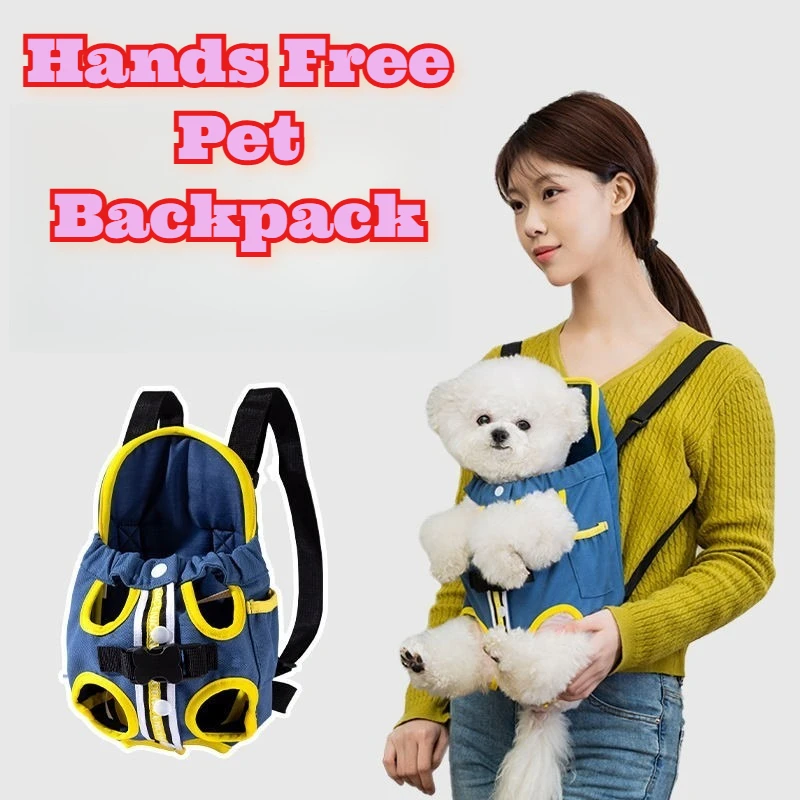

Pet Carrier Backpack Foldable Hands Free Chest Cat Dog Carrier Outings Vet Visit 4 Legs Design Shoulder Messenger Bag Travel