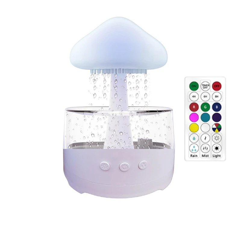 Rain Cloud Humidifier, Mushroom Humidifier, Cloud Humidifier With Adjustable LED Lights, Rain Cloud Diffuser, Remote