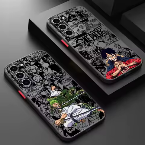 Anime Luxury Ones Piece Frosted Translucent For Samsung Galaxy S24 S23 S22 S21 S20 FE S10 S9 S8 Plus Ultra Pro 5G Matte