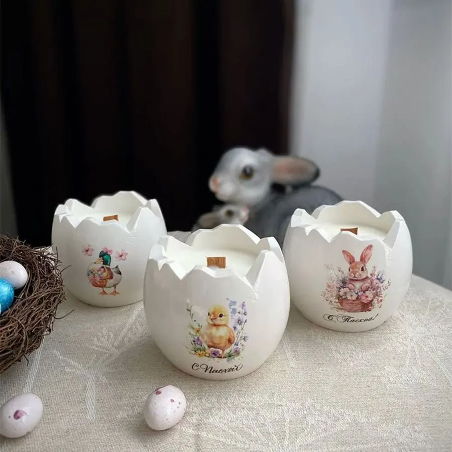 [Resin Mold]  Silicone Egg Mold for DIY Resin Candle Holder and Storage Box - Handmade Egg-Shaped Desktop Decorative view 5