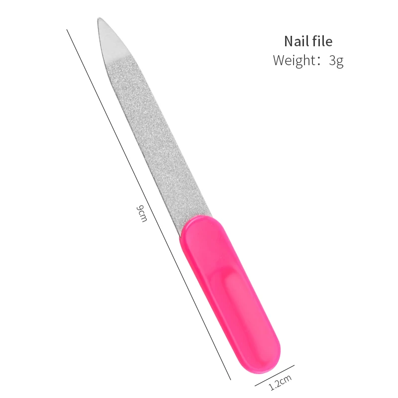Lima per unghie in acciaio multicolore fronte-retro per unghie, unghie dei piedi, raschiatura, rinforzante, manicure per dita in metallo