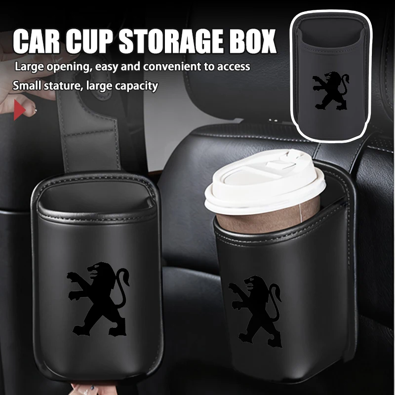 Car Leather Cup Holder Hang Drink Storage Box Accessories For Peugeot Expert Rifter 206 307 308 3008 207 208 407 508 2008