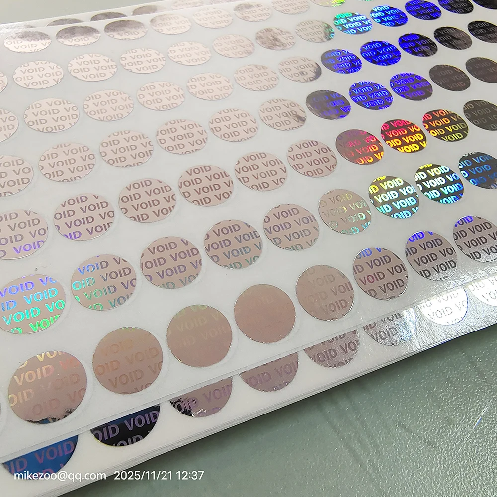 100 Stück 8 mm Gold/Silber VOID Hologramm-Sicherheitssiegel, manipulationssicheres Etikett, Garantie, ungültig, Aufkleber, Entfernung, Beweis, Anti-Verschwemmungs-Stempel – Detail 2