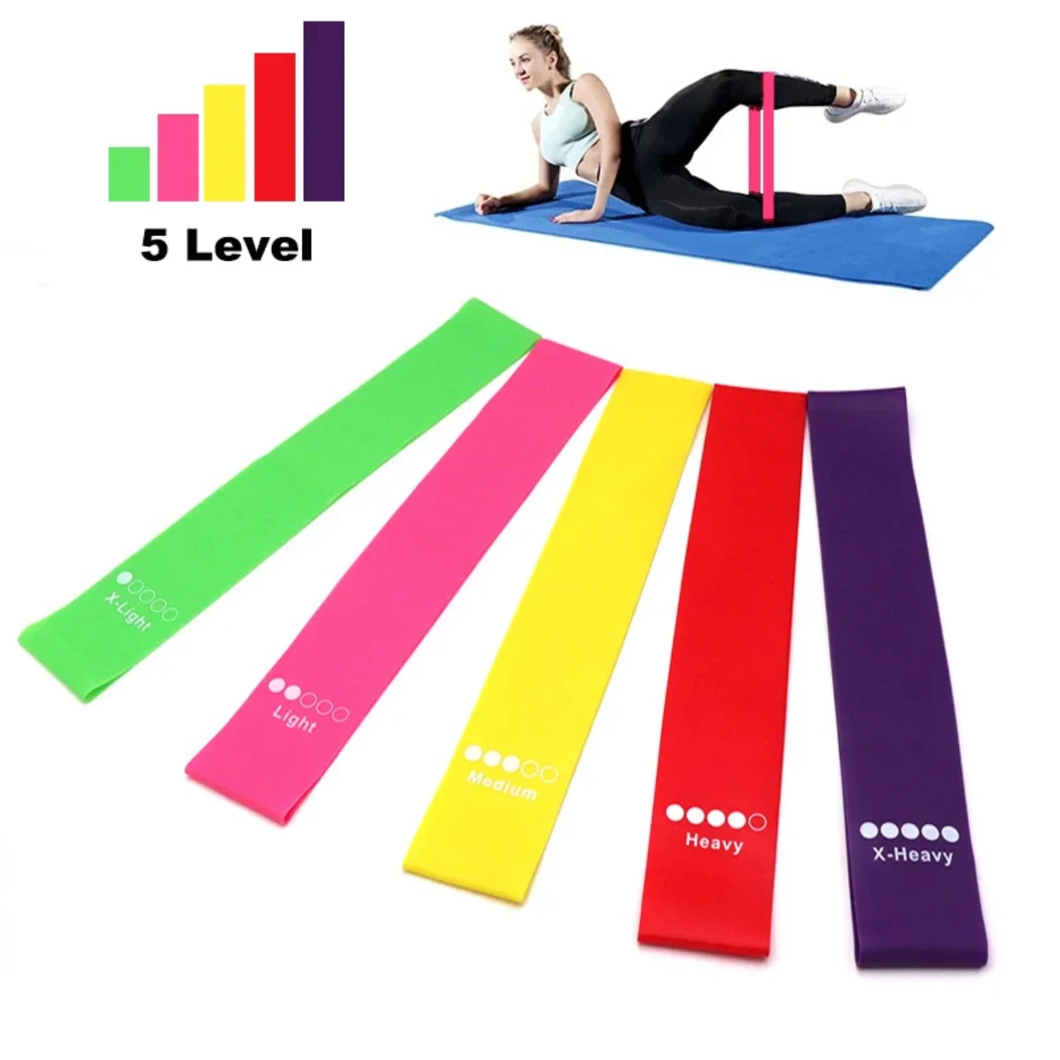 Equipo de entrenamiento Fitness portátil para mujer, bandas de resistencia para Crossfit, Yoga, ejercicio de goma, gimnasio, anillo deportivo de fuerza, Rojo