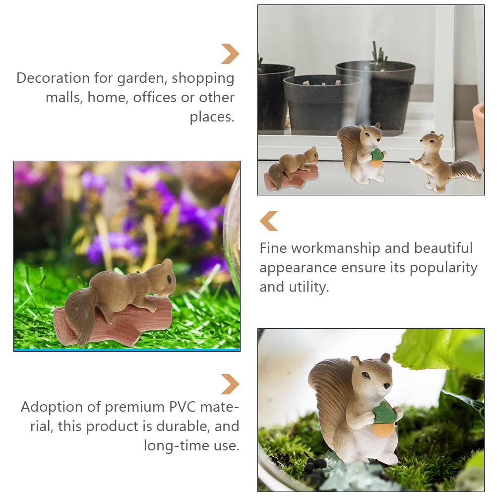 

8 pcs Simulation Squirrel Decor Micro Landscape Ornament For Garden Home Office Indoor Outdoor Pvc Animal Statue Miniature