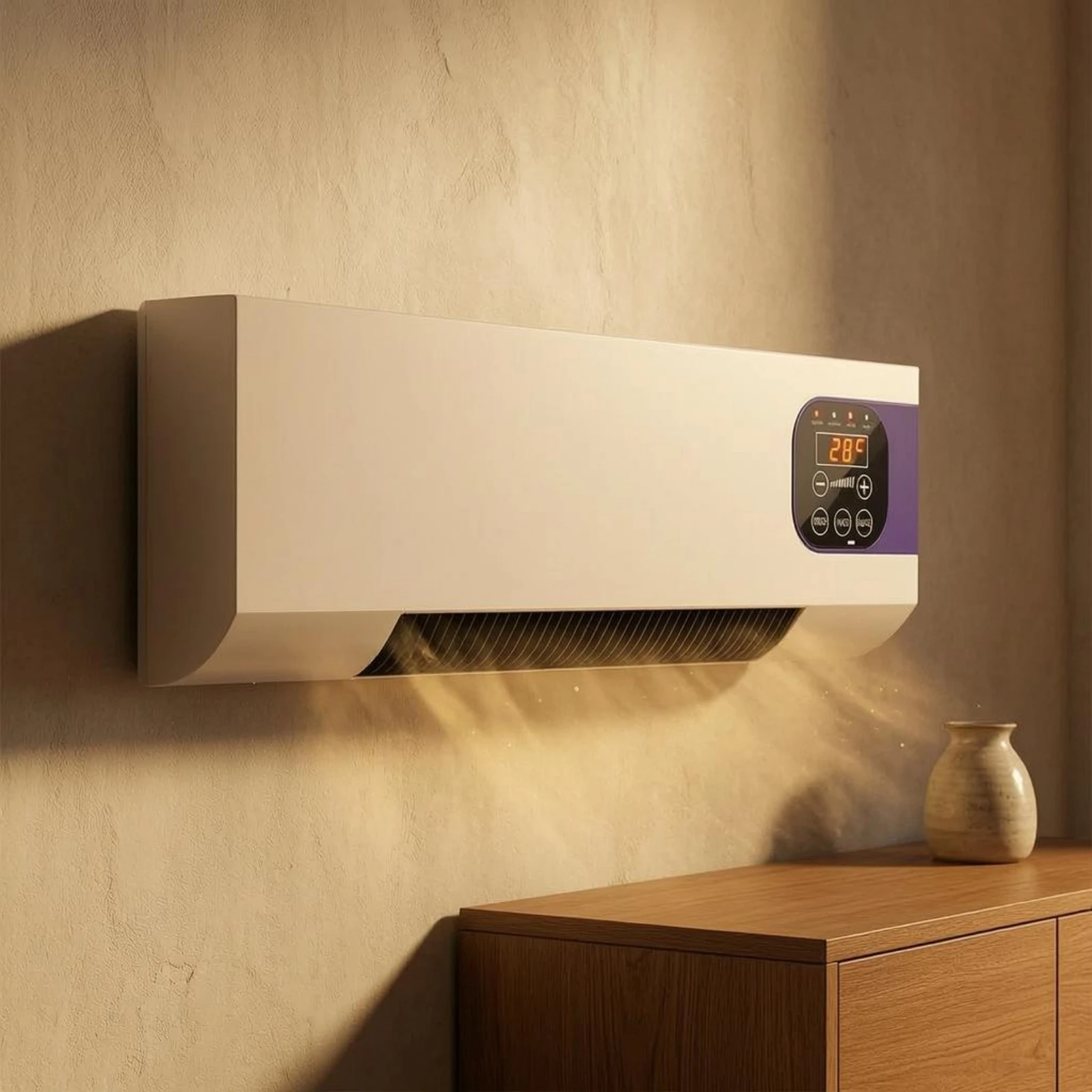 

Wall-Mounted Electric Heater 2000W Electric Wall Heater Home Heating White Black Grille
