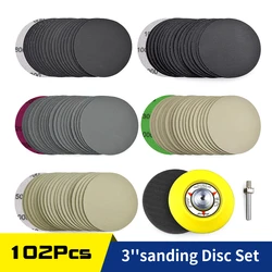 100Pcs 3 Inch 75mm Sanding Discs Wet Dry Hook & Loop Sandpaper 1/4 '' Shank Sanding Pad Foam Buffing Pads  Automotive Polishing