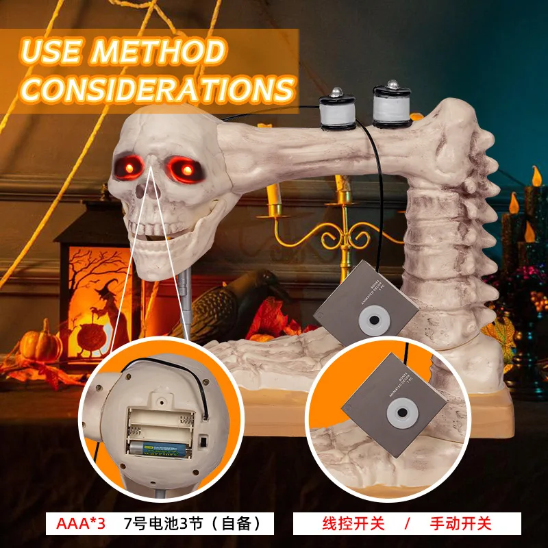 Beautiful Sound Responsive Skull Sewing Machine Sculpture Decoration Gift for Halloween Enthusiasts  Ornaments Decoration 2024