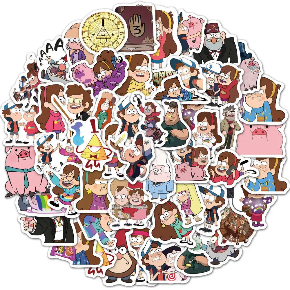 

50Pcs Cartoon Gravity Falls Stickers Cute Anime Toys Decals For Skateboard Phone Luggage Laptop Fridge Kids Sticker