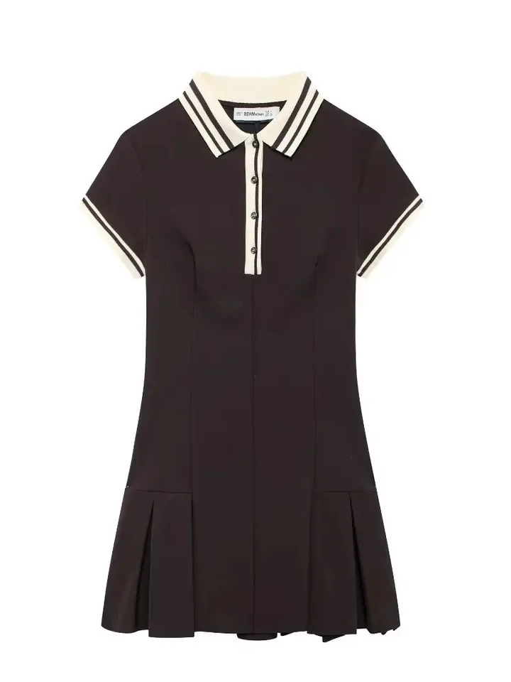 เดรสสั้นผู้หญิง แขนสั้น ผ้าปะติด จีบกว้าง สไตล์ลำลอง เรียบง่าย ทันสมัย รุ่น K1D5