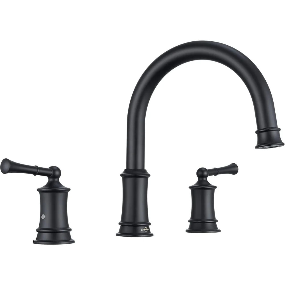 

Antique-Style Matte Black Roman Tub Faucet Set, 3-Hole High Flow Bath Fixture, Suitable for 12-16 inch Widespread Installations,