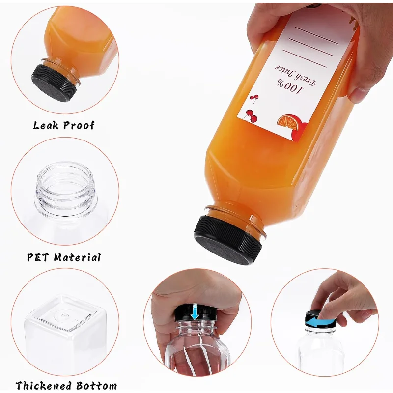 Plastic Juice Bottles 150 pcs 16 oz Empty Plastic Water Bottles with Caps Reusable Clear Beverage Containers for Drinking, Juici image 4