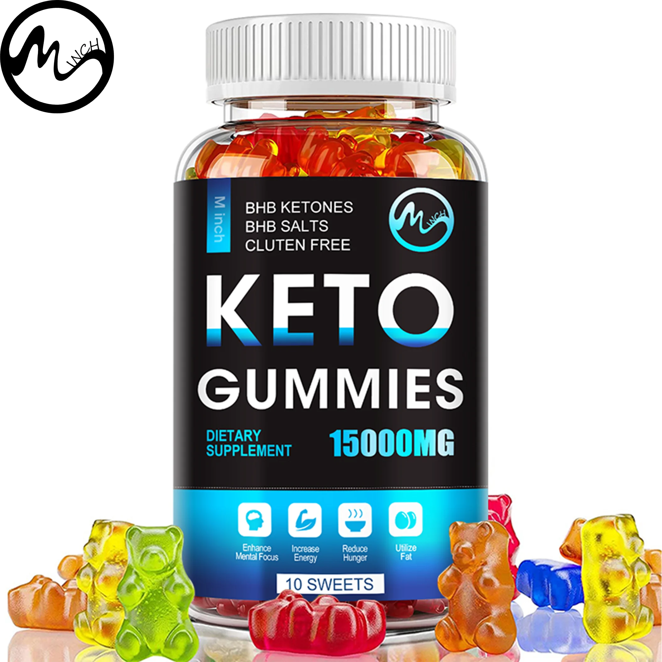 Minch 60 Counts Slimming Keto Gummies Ketone Fat Burner Bear Sweet For Men Women Natural Boosted Energy Ketogenic Diet At Body