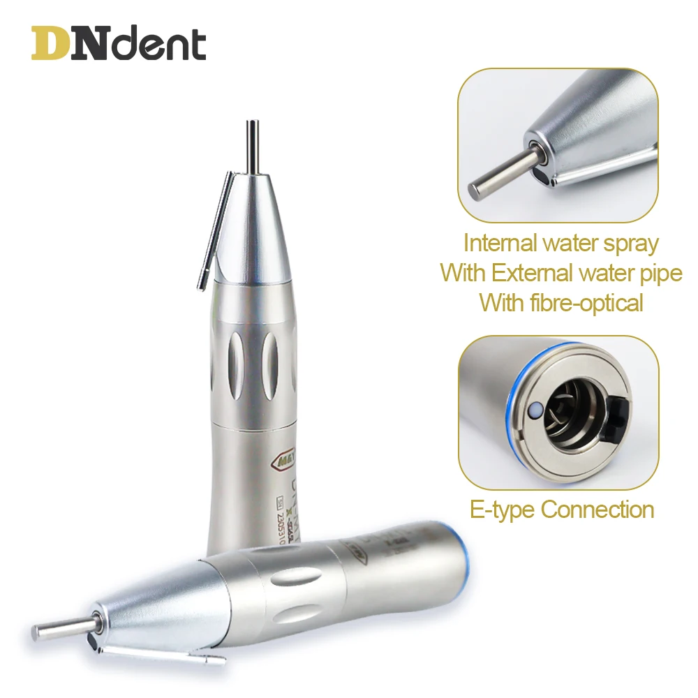 

X65L Dental 1:1 Drive Speed Straight Handpiece Fiber Optic External water spray Dentistry Low Speed Handpiece Fit E Type Motor