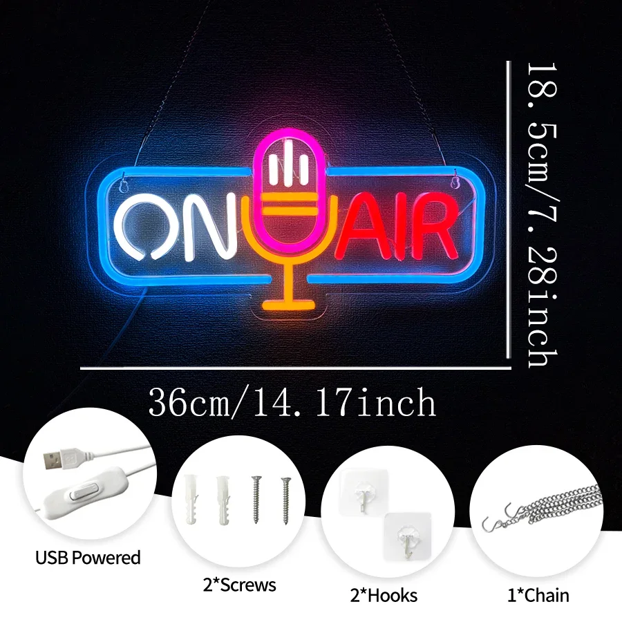 Led Neon Light For Live Room,Game room,Broadcasting Room, Music Studio,Bedroom Decor,USB Powered On Air Neon Sign For Wall Decor