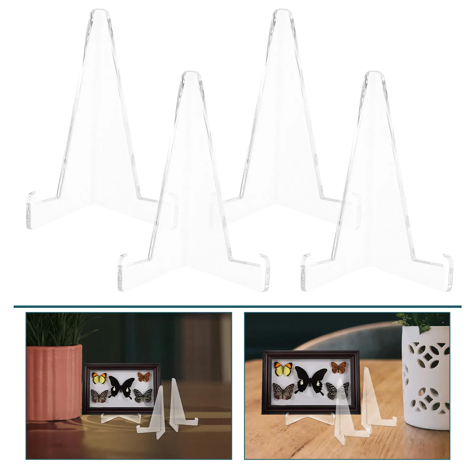 25Pcs Triangular Acrylic Display Stands Transparent Mini Easel for Trading Cards Photo Frames Coins Wedding Tabletop Exhibition