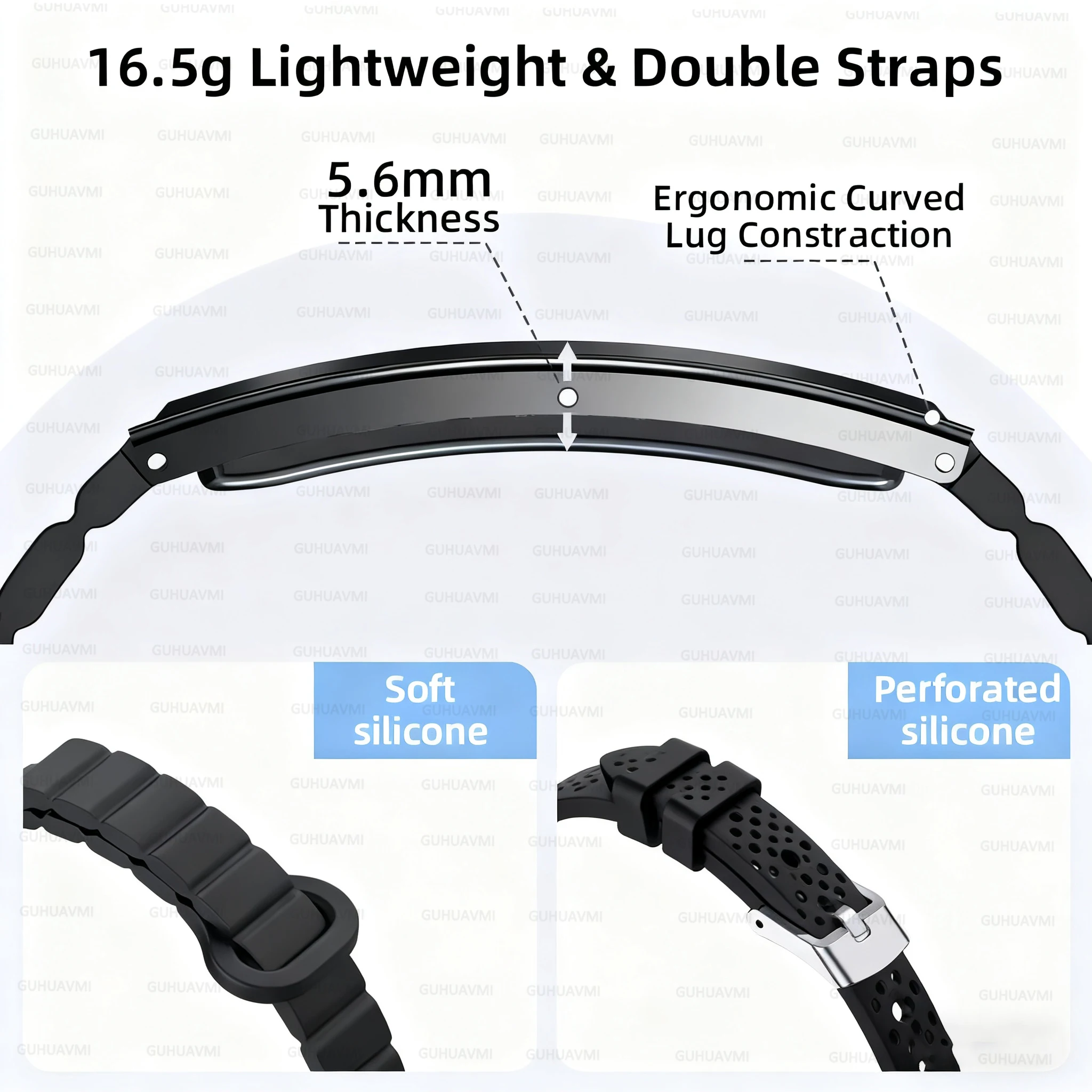 GUHUAVMI Smart Bracelet All-Round Health Tracking with Pressure Detection Heart Rate Blood Oxygen Step Count IP68 Waterproof Men