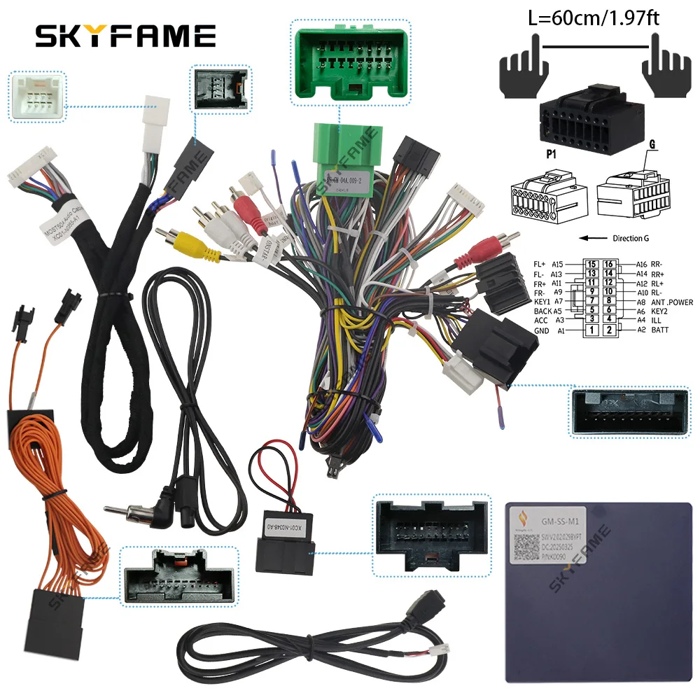 SKYFAME-arnés de cableado de coche, adaptador decodificador de caja Canbus, Cable de alimentación para Chevrolet Silverado S10 D-MAX Spark GMC Canyon GM-SS-04A