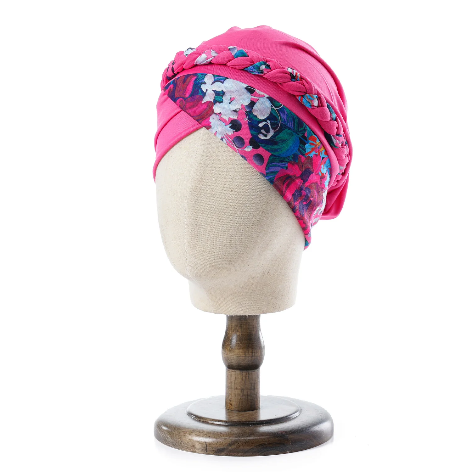 Frauen Rüschen Muslimischen Turban Druck Blume Knoten Kopftuch Islamischen Innere Hijab Caps Chemo Kappe Haarausfall Plissee Kopf Wrap Turbante – Detail 4