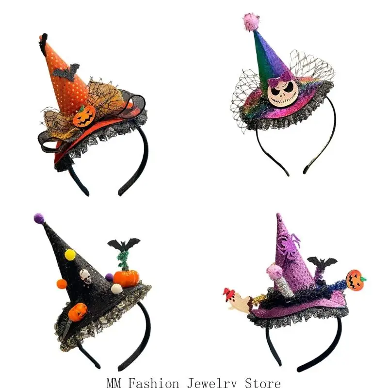 

D0UB Theatrical Lace Hair Accessory With Secure Fit Design Costume Headband Perfect For Halloween Witch Costume Outfits