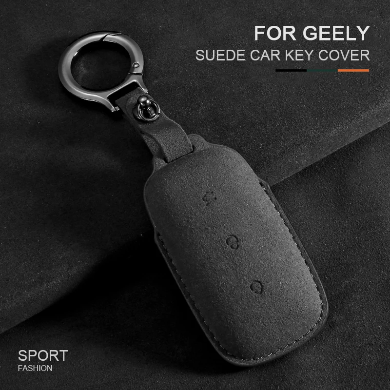 

Car Remote Key Case Cover for Geely Galaxy L7 2023 L6 MAX 1.5T Plus AIR PRO Suede Leather Car Key Fob Shell Keychain Accessories
