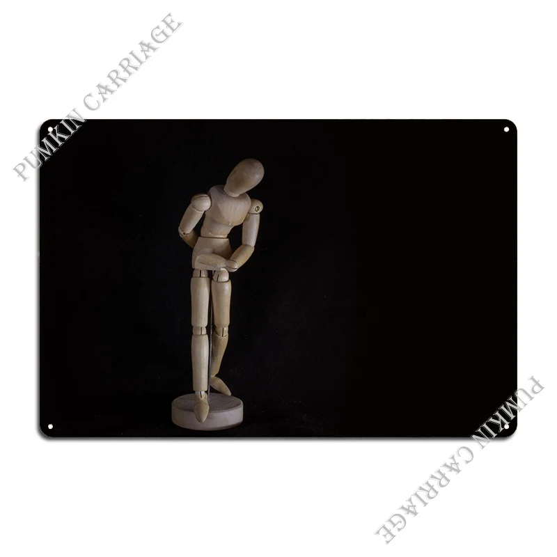 Wooden Human Manikin Metal Plaque Poster Bar Decoration Wall Mural Classic Tin Sign Poster