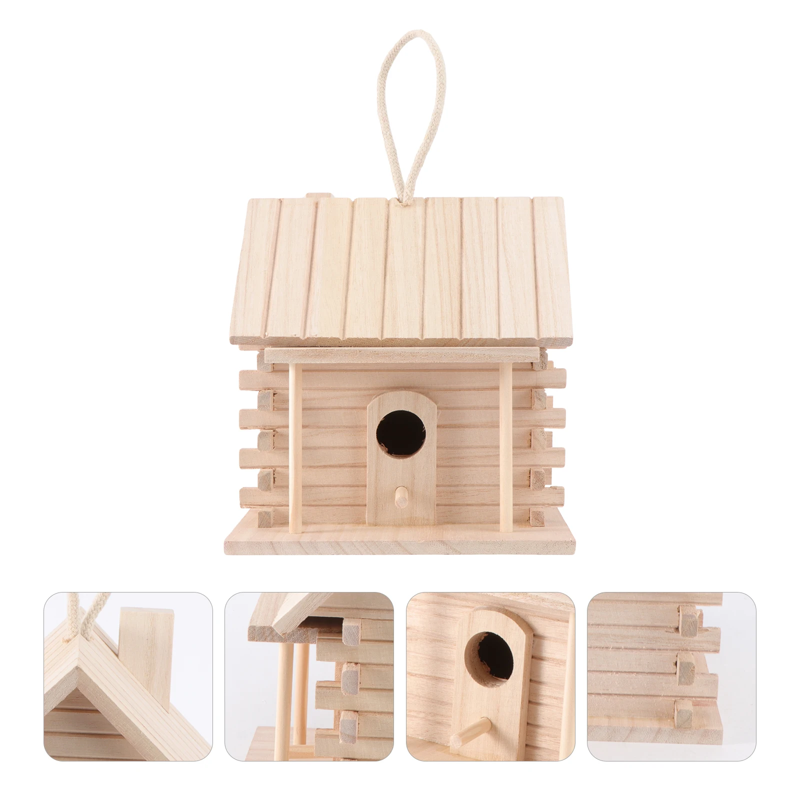

Wooden Bird Cage For Small Birds Unfinished Diy Pet Bird House Natural Hanging Outdoor Birdcage Decor For Canaries Parrots