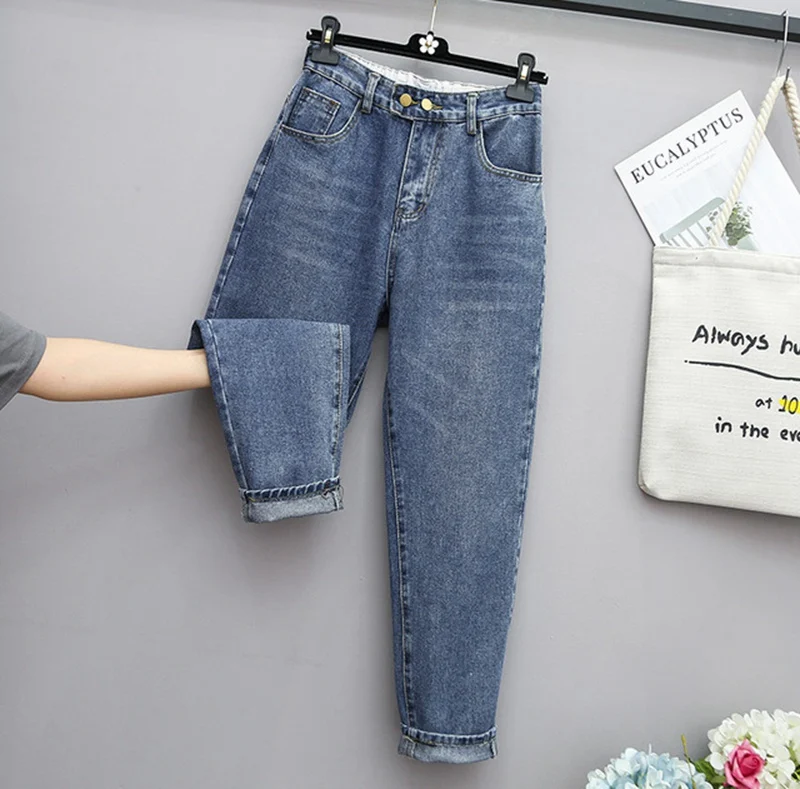 Plus size jeans women loose harem pants sister nine-point pants 100kg fashion casual child big size new 6XL jeans for women