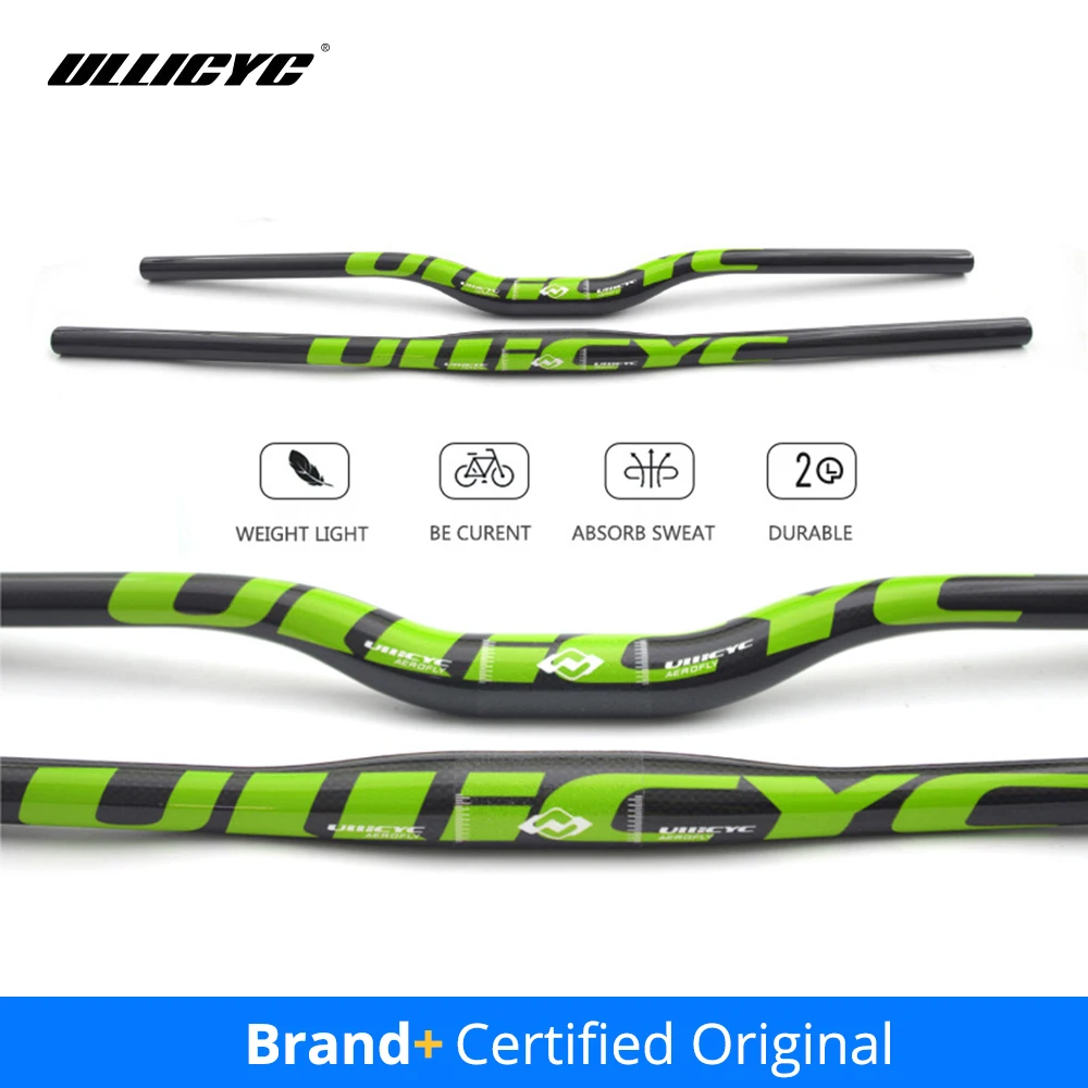 

Руль для горного велосипеда Ullicyc-Full Carbon MTB, 3K, глянцевый зеленый, плоский или изогнутый, запчасти для велосипедов, 31.8x580-740мм, CB186