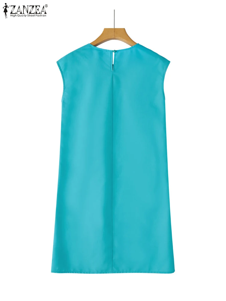 ZANZEA 2025 فستان نسائي صيفي عتيق بأكمام قصيرة فستان صيفي برقبة دائرية مطبوع عليه زهور فستان فضفاض غير رسمي بطول الركبة