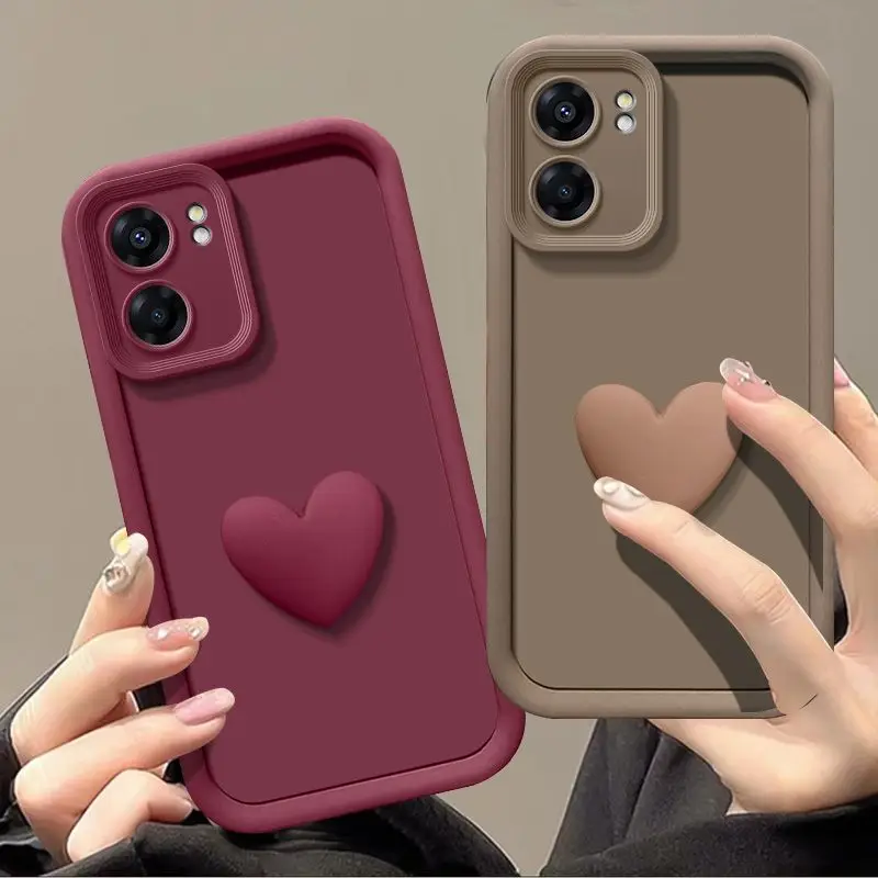 For OPPO A57 4G 2022 A77S 5G 3D Love Heart Matte Phone Case On OPPO A57E A57S A77 4G A77S Soft Slicone Cover