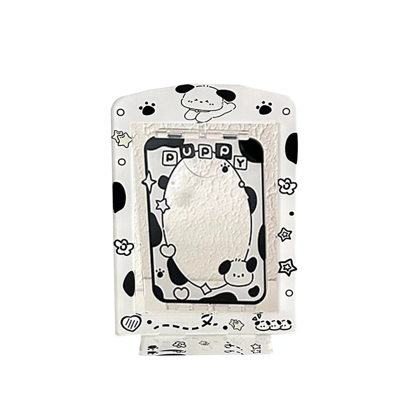 Sweet Dog Cartoon Photocard Holder, Rotation Idol Photos Display Stand, Protetores de cartão, Decoração de mesa acrílica